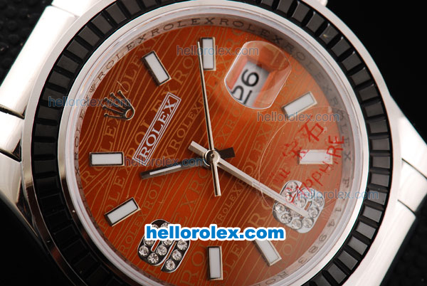 Rolex Datejust Oyster Perpetual Automatic Movement Orange Dial with Black Rubber Bezel and Black Rubber Strap - Click Image to Close
